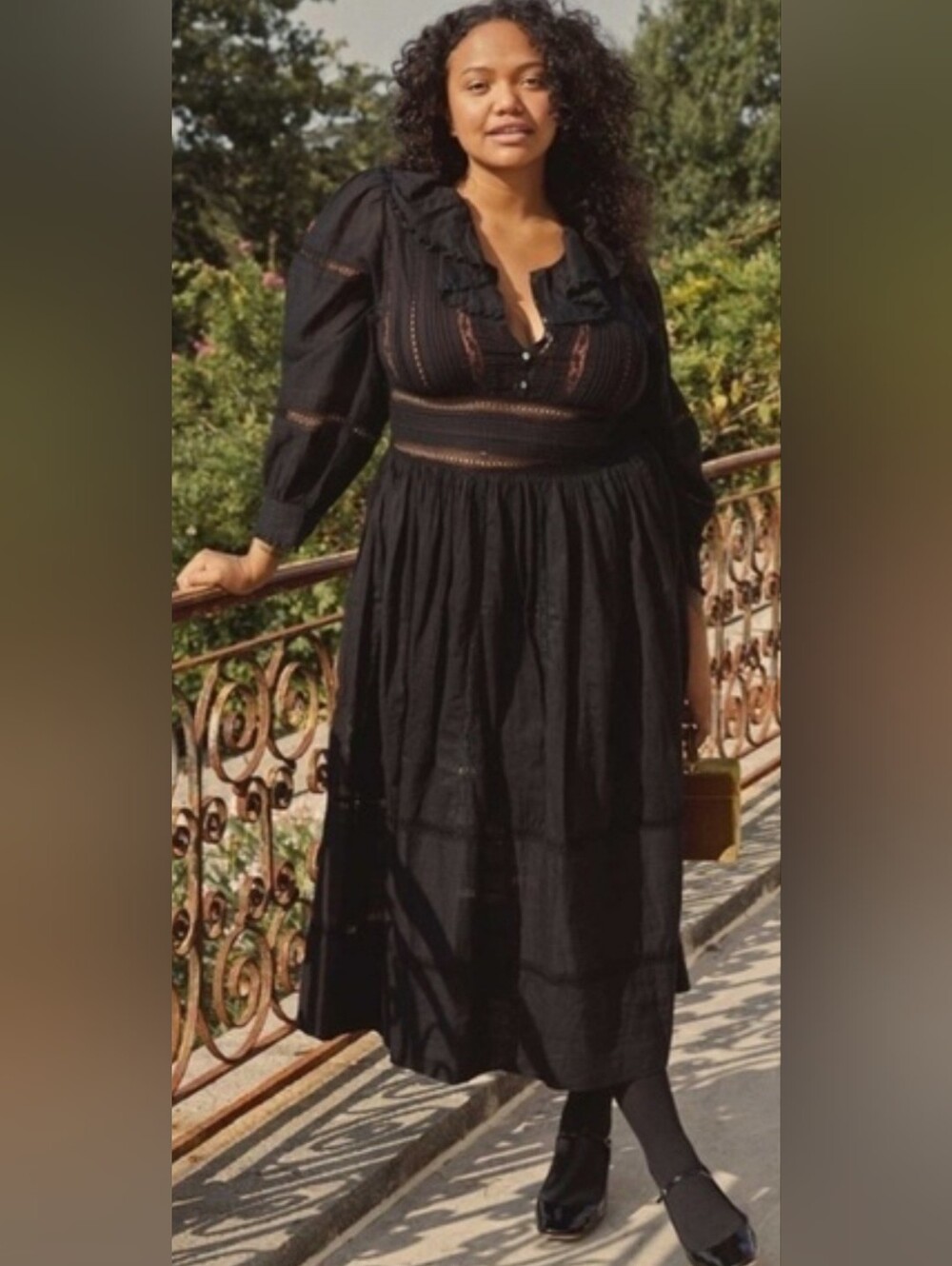 "DÔEN NWT Black Marla Dress Maxi Midi Heirloom Victorian Ruffle Size XL - Picture 15 of 16